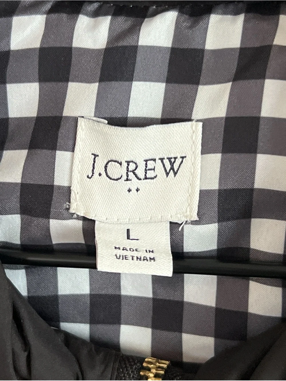 J.Crew Excursion Diamond Quilted Full Zip Vest Large Black Gold Preppy Pockets